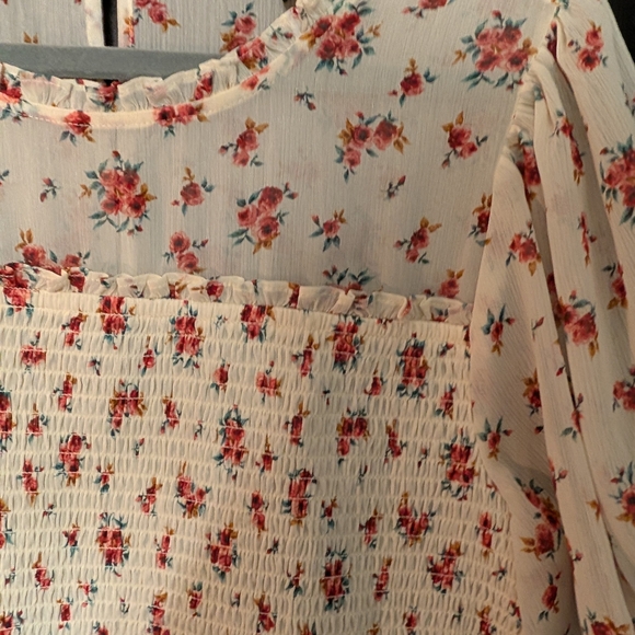 Torrid Smocked Floral Blouse | Cottagecore Romantic Top 2X - Picture 6 of 8